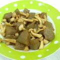 Chong's cooksnap of when they made Konnyaku Mushrooms with Miso Oyster Sauce.
