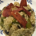 El cooksnap de Annuska Perera cuando hizo Timbal de arroz con champiñones espárragos y crujiente de jamón.