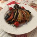 El cooksnap de grego&monica cuando hizo Abanico de berenjenas con salsa de tomate, mozzarella y ensalada con melón.