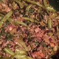 Chef Mommy Nessa's cooksnap of when they made Fried Green Beans with Ham & Radish Greens.