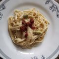 El cooksnap de Estudiante Hambrienta cuando hizo Espaguetis exprés con aguacate y queso crema.