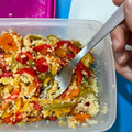 El cooksnap de mora cupe cuando hizo Couscous con verduras y atún.