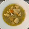 El cooksnap de Elena cuando hizo Porrusalda con migas de bacalao.