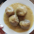 El cooksnap de Isabel cuando hizo Albóndigas de bacalao y berenjena en salsa de puerro y apio.