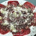 El cooksnap de Encar cuando hizo Cecina de León con queso curado y chocolate negro.