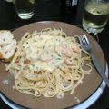 El cooksnap de Manuel Avelar cuando hizo Pasta Alfredo con camarones .