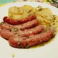 El cooksnap de Sarandonga cuando hizo Salchichas frescas con Patatas al horno!😋🥔🍴.