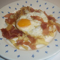 El cooksnap de Kiko cuando hizo Huevos estrellados con virutas de jamón.