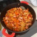 El cooksnap de Laura MR cuando hizo Repollo con salchichas frescas, zanahorias y tomates al aroma de eneldo.