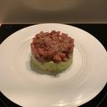 El cooksnap de Rocio Blanco Martínez cuando hizo Tartar de atún sobre una base de guacamole.
