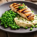 Cooksnap de Laura Aragão quando cozinhou Peitos de frango do campo com cebola confitada, puré de batata e ervilhas salteadas.