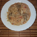 El cooksnap de Raquelilla cuando hizo Arroz con pollo setas y guisantes.