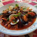 El cooksnap de Noemí cuando hizo Almejas y mejillones en salsa de tomate con chorizo.