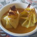 il Il Laboratorio Del Gatto quando ha preparato Fagottini di crepes con ricotta e spinaci, su crema di zucca