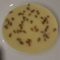 El cooksnap de Laura Alfaro cuando hizo Crema fría de puerros con puntas de triguero ahumadas y variado de semillas.