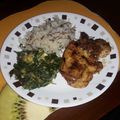 El cooksnap de Laurentino Jimenez cuando hizo Pechuga de Pollo al Limón y orégano, con papas en crema de leche con ajo porro y pimienta roja.