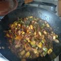 El cooksnap de Iza Siri cuando hizo Calabacitas con chile poblano y chorizo.