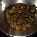 Areeba Muhammed's cooksnap of when they made Bhindi ki Bhujiya (Okra).