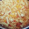El cooksnap de Mercho Vega cuando hizo Guiso de pollo con fideos caracol.