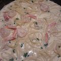 El cooksnap de Yojaira Flores cuando hizo Espagueti en salsa Alfredo con Camarones y pan de ajo con queso.