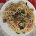 El cooksnap de Txema Marbel cuando hizo Espaguetis con espárragos trigueros y champiñones.
