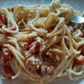 El cooksnap de Karen Molina cuando hizo Espagueti en salsa Alfredo con Camarones y pan de ajo con queso.