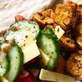 Sally Strong's cooksnap of when they made Greek Pork Souvlaki with Greek Salad and Flatbread.