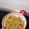 El cooksnap de Silvia Lizana cuando hizo Salsa carbonara Auténtica, con espagueti.