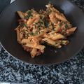 El cooksnap de fernando cuando hizo Macarrones con chorizo y salsa naranja (nata y tomate frito).