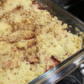 El cooksnap de Claudia Isabel cuando hizo Crumble de manzana con frambuesa.
