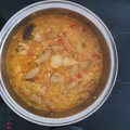 El cooksnap de Javier vicuña cuando hizo Arroz con pollo y salchichas frescas.