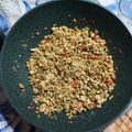 El cooksnap de Karina Lezcano cuando hizo Revuelto de arvejas, huevo y cebolla.