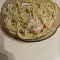 El cooksnap de Eduardo Agudo Alba cuando hizo Espaguetis con Almejas y Gambones en Salsa Verde.