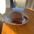El cooksnap de Natalia Burgueño cuando hizo Torta de cacao, avena y nuez en microondas.