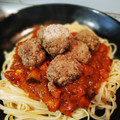 El cooksnap de Gemma Leticia Gomez Perez cuando hizo Espaguetis napolitana con albóndigas (la dama y el vagabundo).