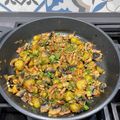 El cooksnap de Rodin cuando hizo Coles de bruselas con jamón y champiñones.