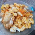 El cooksnap de yoha cuando hizo Ñoquis sin papa con estofado de pollo.