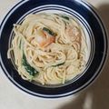 El cooksnap de Celenia Alexandra Beserrit Valera cuando hizo Pasta Alfredo con camarones y espinacas🍤🍝.