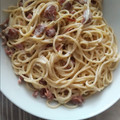 El cooksnap de Sheila cuando hizo Noodles 🍲de jamón ibérico, nata ligera y albahaca 🌿.