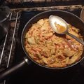 El cooksnap de juantxo cuando hizo Fideuá de pollo al curry.