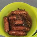 El cooksnap de Esmeralda Carabana cuando hizo Salchichas encebolladas al vino tinto.