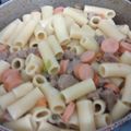 El cooksnap de Lina Andrea Sanchez Cubillos cuando hizo Macarrones con carne picada, salchichas, bacon y chorizo.