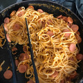 El cooksnap de jorgepalma cuando hizo Spaghetti rojos con salchicha.