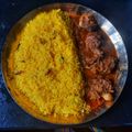 Sushmita Chakraborty's cooksnap of when they made ঠাকুরবাড়ীর মাটন কষা আর বাসন্তী পোলাও (Mutton kosha, basanti Pulao recipe in Bengali).