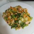 El cooksnap de Ana cuando hizo Calabacín, brócoli y zanahoria con bacalao y salmón.