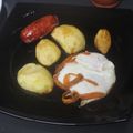 El cooksnap de jorbasmar cuando hizo Huevos rotos con patatas, chips de zanahoria y chorizo de Ronda.