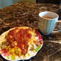 justin mckenna's cooksnap of when they made Hot rice with sausages and scramble eggs.
