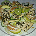 El cooksnap de Gabby cuando hizo Pollo frito al limón con ensalada de frutas de temporada.