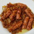 El cooksnap de Miguel cuando hizo Salchichas encebolladas al vino blanco.