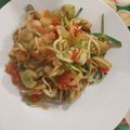 El cooksnap de Paulina Alvarez cuando hizo Fideos de zapallo italiano con salsa de verduras (receta keto).